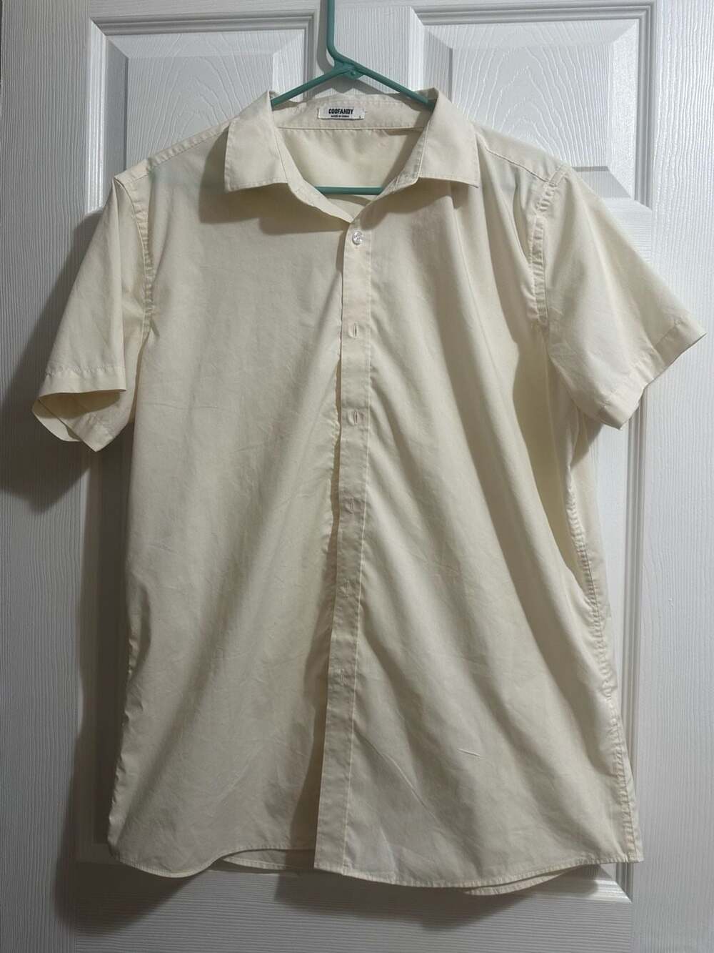 Coofandy Shirt Size L Cream Short Sleeve